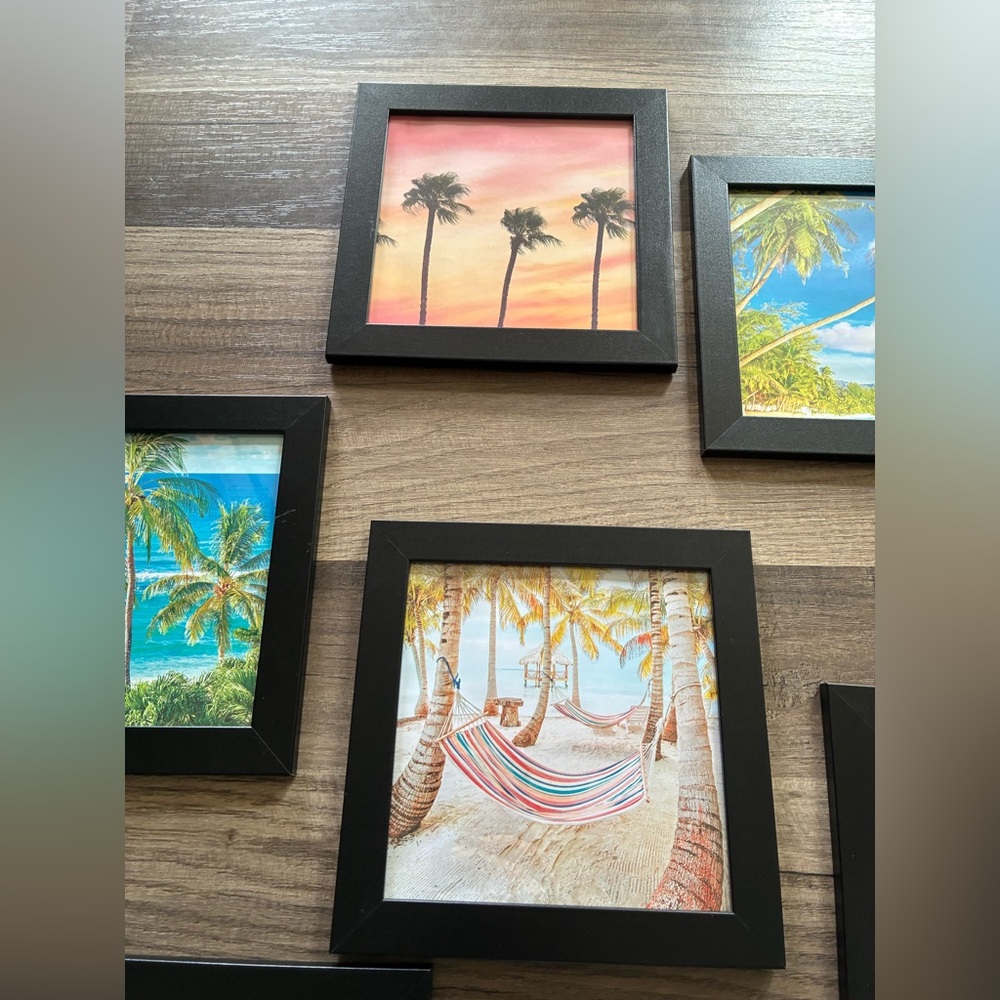 7x7 Beach Theme Pictures in Black Wood Frames Set of 12 - Picture 5 of 11